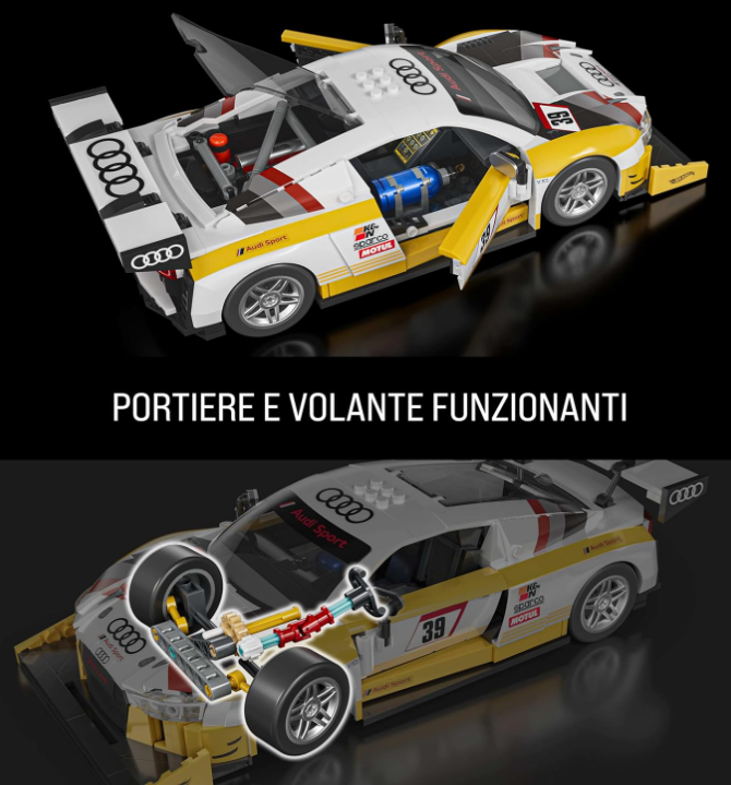JFT18 - BRICK SHOP X HOT WHEELS - AUDI R8 LMS - SET DA COSTRUIRE - Immagine 3