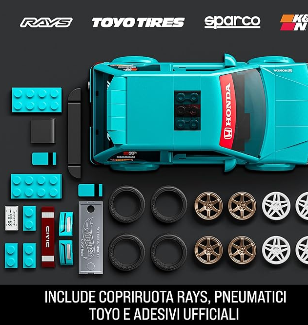 JHF62 - BRICK SHOP X HOT WHEELS - HONDA CIVIC EF CUSTOM '90 - SET DA COSTRUIRE - Immagine 3