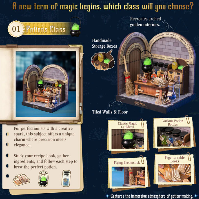 HARRY POTTER - HOGWARTS CLASSES - POTIONS CLASS - WOODEN SCENE - Immagine 4