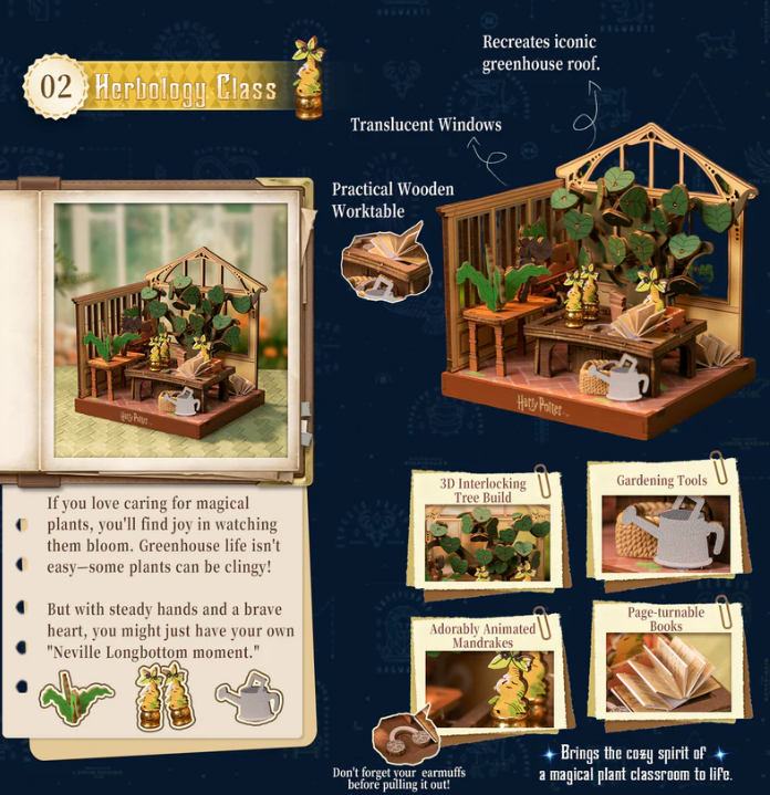 HARRY POTTER - HOGWARTS CLASSES - HERBOLOGY CLASS - WOODEN SCENE - Immagine 3