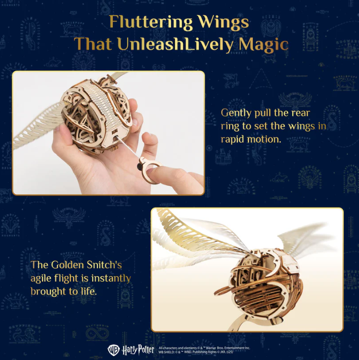 HARRY POTTER - MAGIC COLLECTIBLES - GOLDEN SNITCH - WOODEN SCENE - Immagine 3