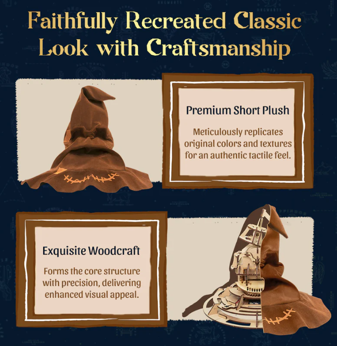 HARRY POTTER - MAGIC COLLECTIBLES - TALKING SORTING HAT - WOODEN SCENE - Immagine 3