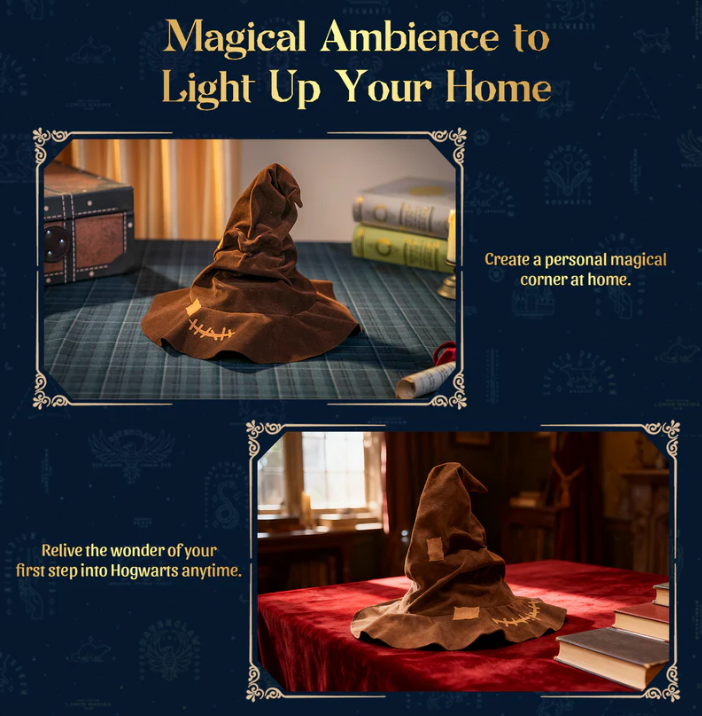 HARRY POTTER - MAGIC COLLECTIBLES - TALKING SORTING HAT - WOODEN SCENE - Immagine 4