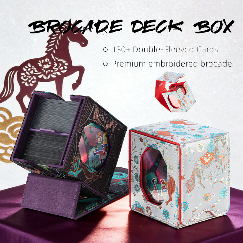 SANSEKING - BROCADE DECK BOX (130+ CARDS) - YEAR OF THE DRAGON - GALLOPPING SUCCESS - Immagine 6
