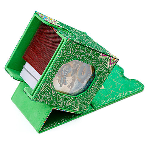 SANSEKING - BROCADE DECK BOX (130+ CARDS) - GREEN LOTUS BLOSSOM - Immagine 3