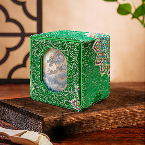 SANSEKING - BROCADE DECK BOX (130+ CARDS) - GREEN LOTUS BLOSSOM - Immagine 5