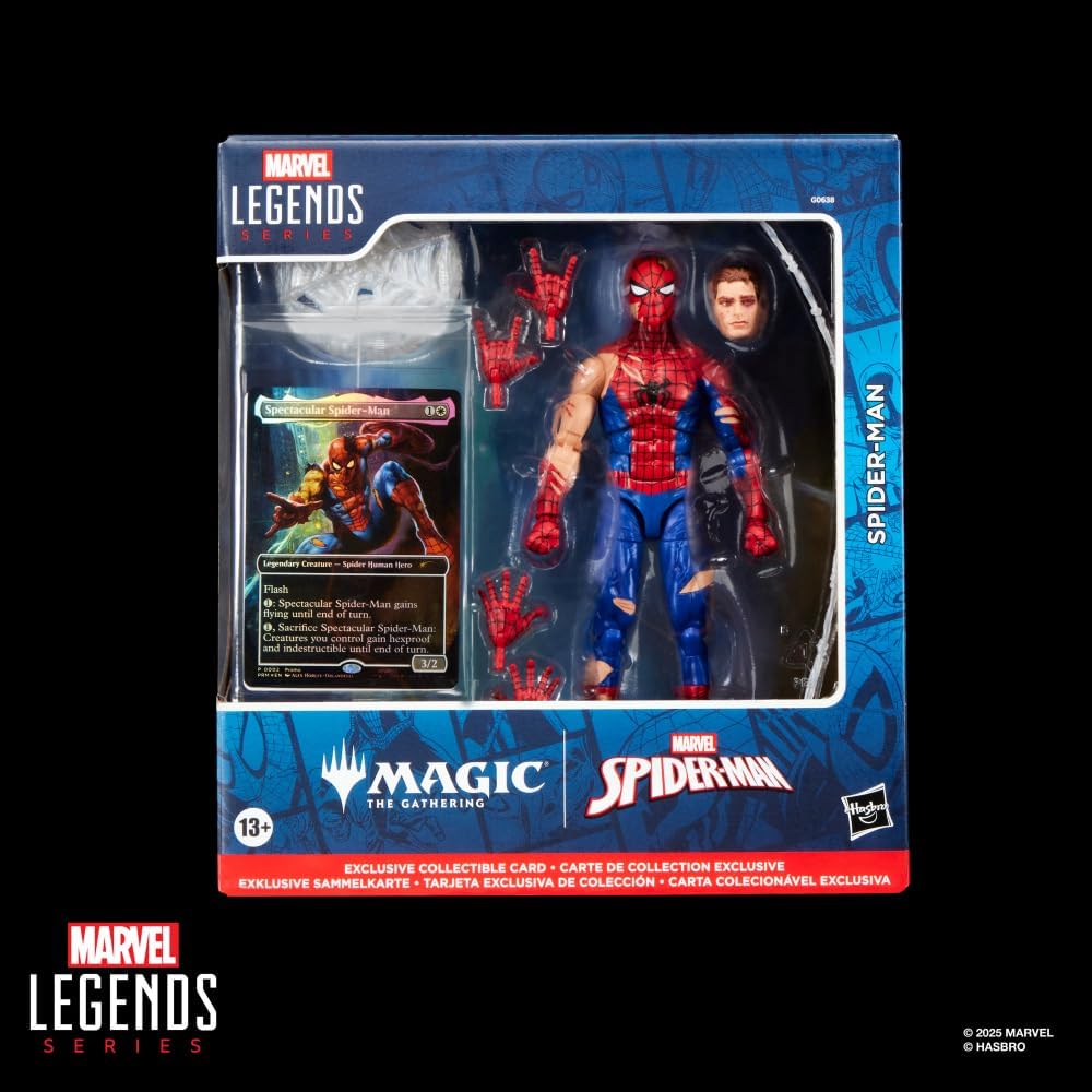 MARVEL CLASSIC LEGENDS - BATTLE DAMAGED SPIDER-MAN - ACTION FIGURE 15CM W/ MAGIC: THE GATHERING CARD - Immagine 2