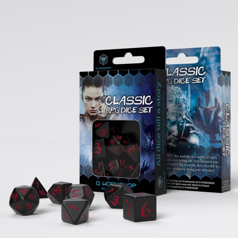 SCLE06 - SET 7 DADI CLASSICI BLACK RED - Immagine 2