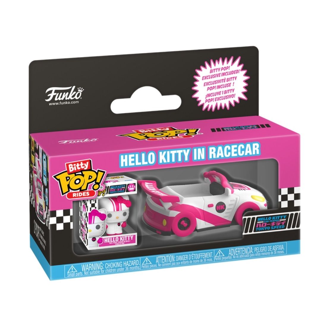 90111 - SANRIO - POP FUNKO BITTY RIDE VINYL FIGURE - HELLO KITTY IN RACECAR - Immagine 2