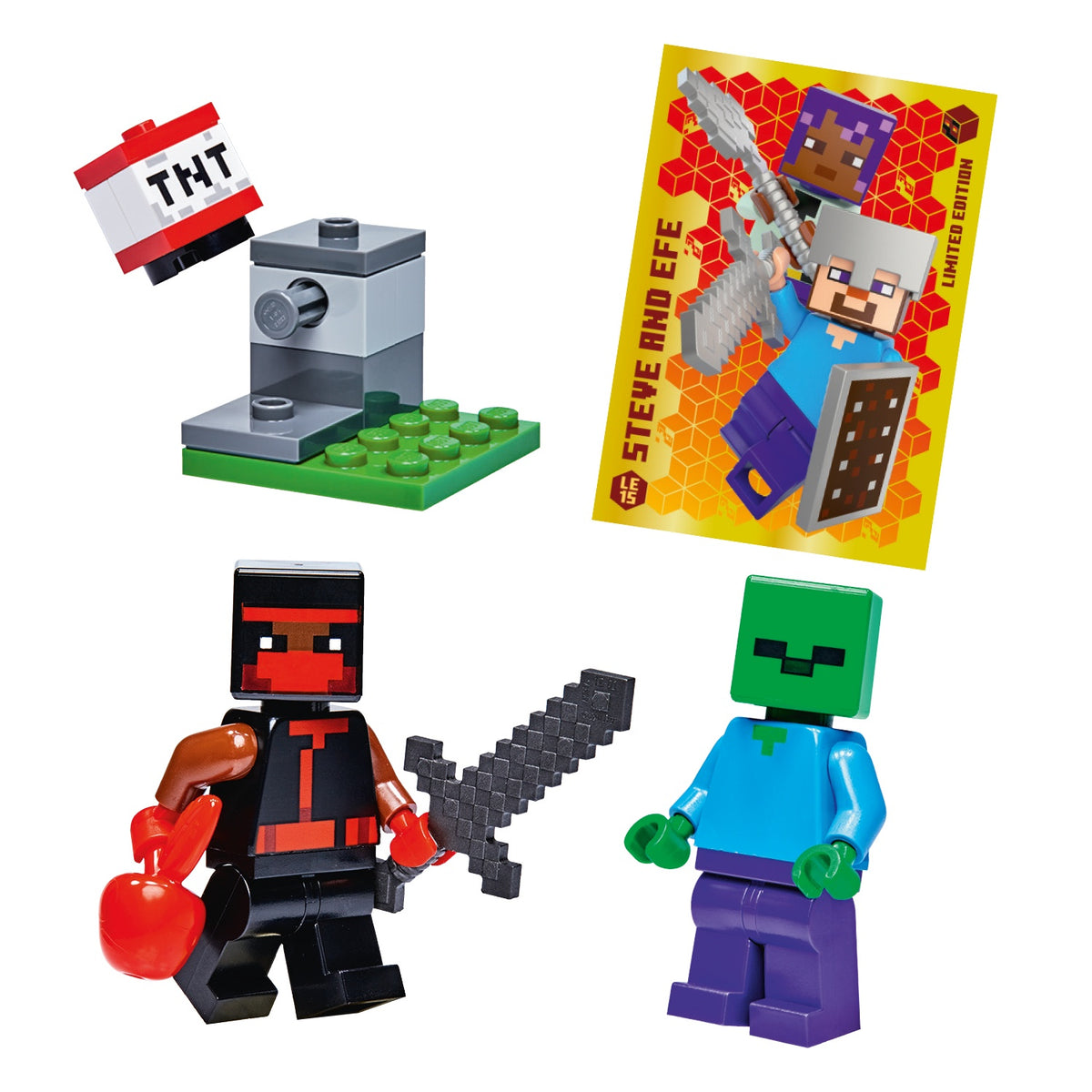 LEGO MINECRAFT PLUS N.17 - NINJA + ZOMBIE & TNT + LIMITED CARD LE15 STEVE AND EFE - Immagine 3