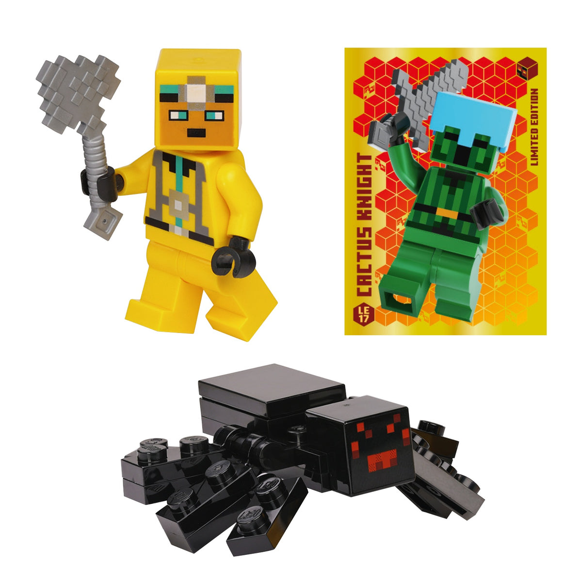 LEGO MINECRAFT PLUS N.18 - RAGNO + COSTRUTTORE + LIMITED CARD LE17 CACTUS KNIGHT - Immagine 3