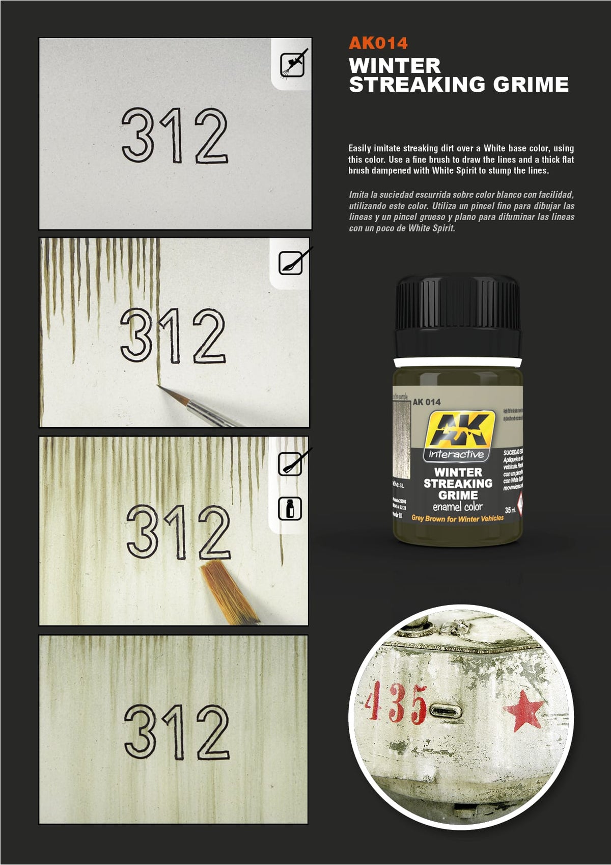 AK014 - ENAMEL EFFECTS - STREAKING GRIME FOR WINTER VEHICLES - 35ML - Immagine 3