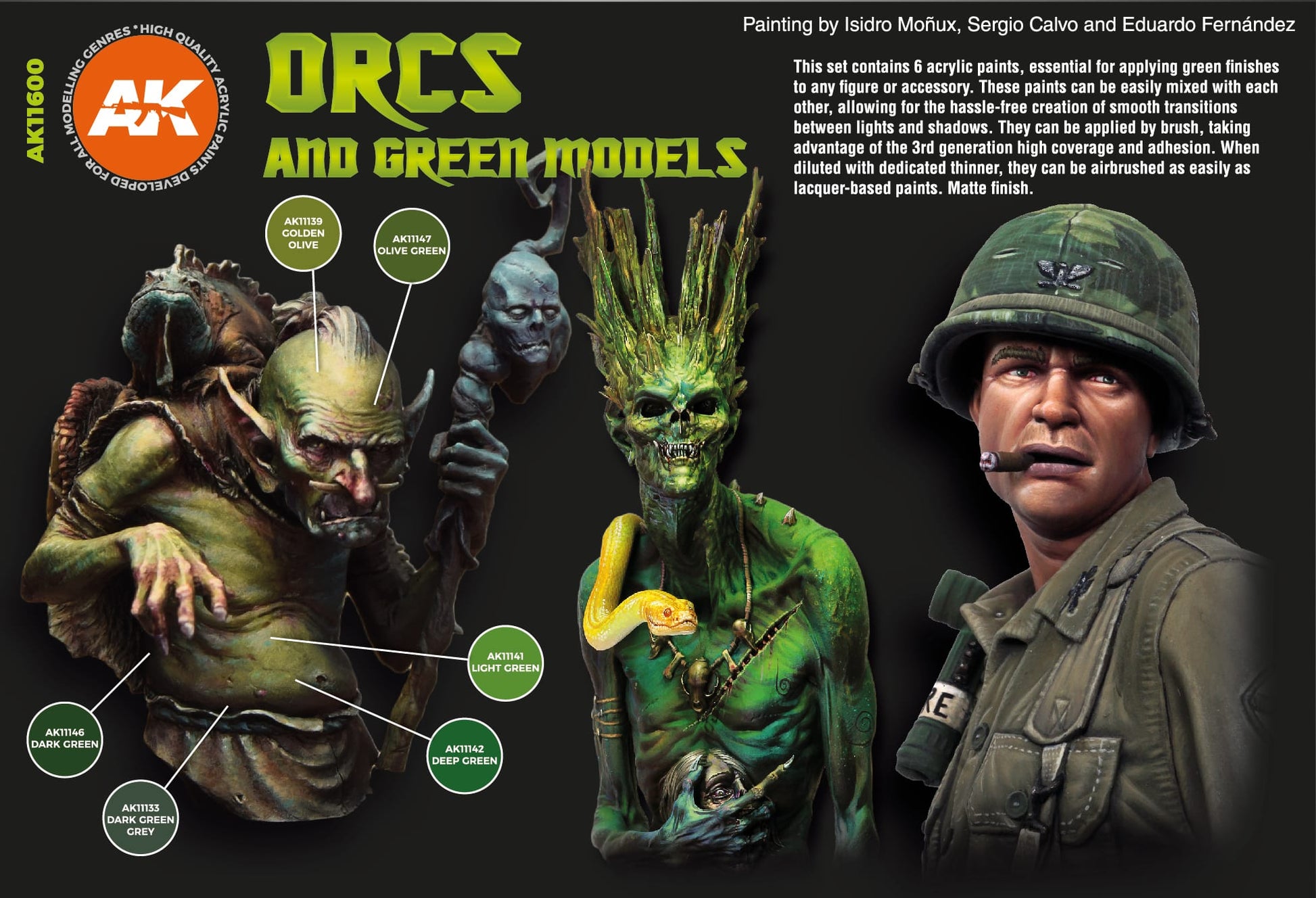 AK11600 - 3GEN ACRYLICS - ORCS AND GREEN CREATURES - SET DA 6 COLORI - Immagine 3