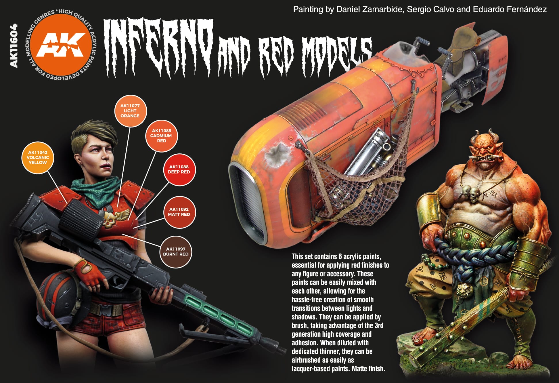 AK11604 - 3GEN ACRYLICS - INFERNO AND RED CREATURES - SET DA 6 COLORI - Immagine 3