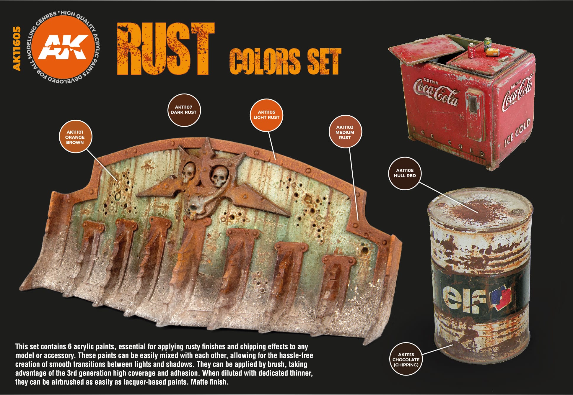 AK11605 - 3GEN ACRYLICS - RUST - SET DA 6 COLORI - Immagine 3