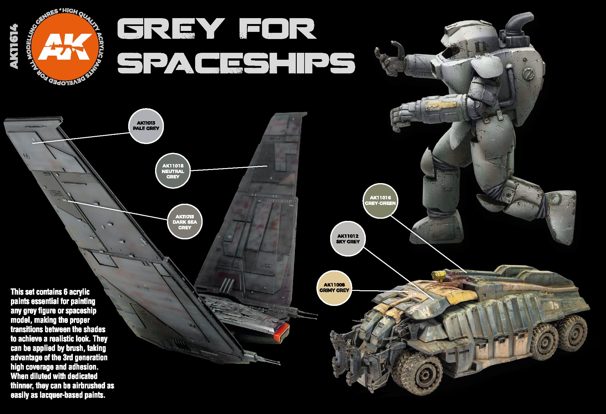 AK11614 - 3GEN ACRYLICS - GREY FOR SPACESHIPS - SET DA 6 COLORI - Immagine 3