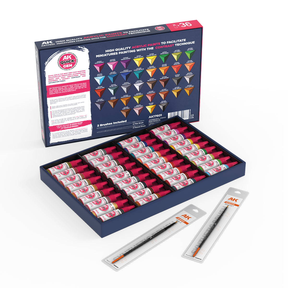 AK17601 - QUICK GEN SET - QUICK PAINT - SET DA 36 COLORI + 2 PENNELLI - Immagine 2