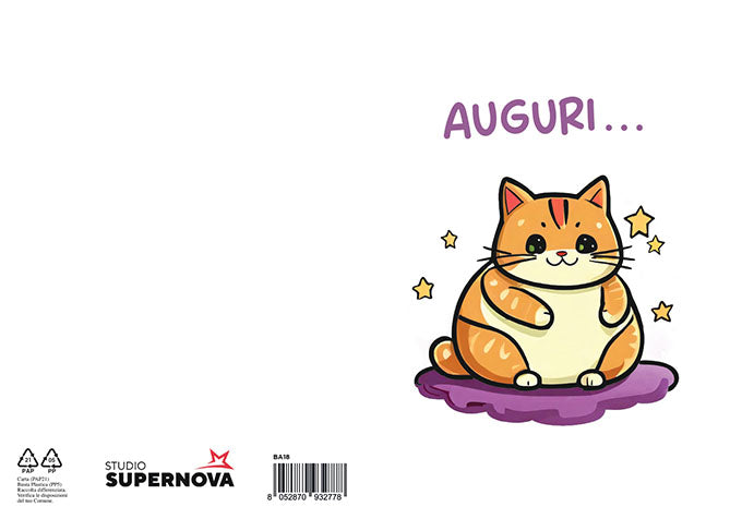 BIGLIETTO AUGURI - BA18 - KAWAII GATTONE - Immagine 2