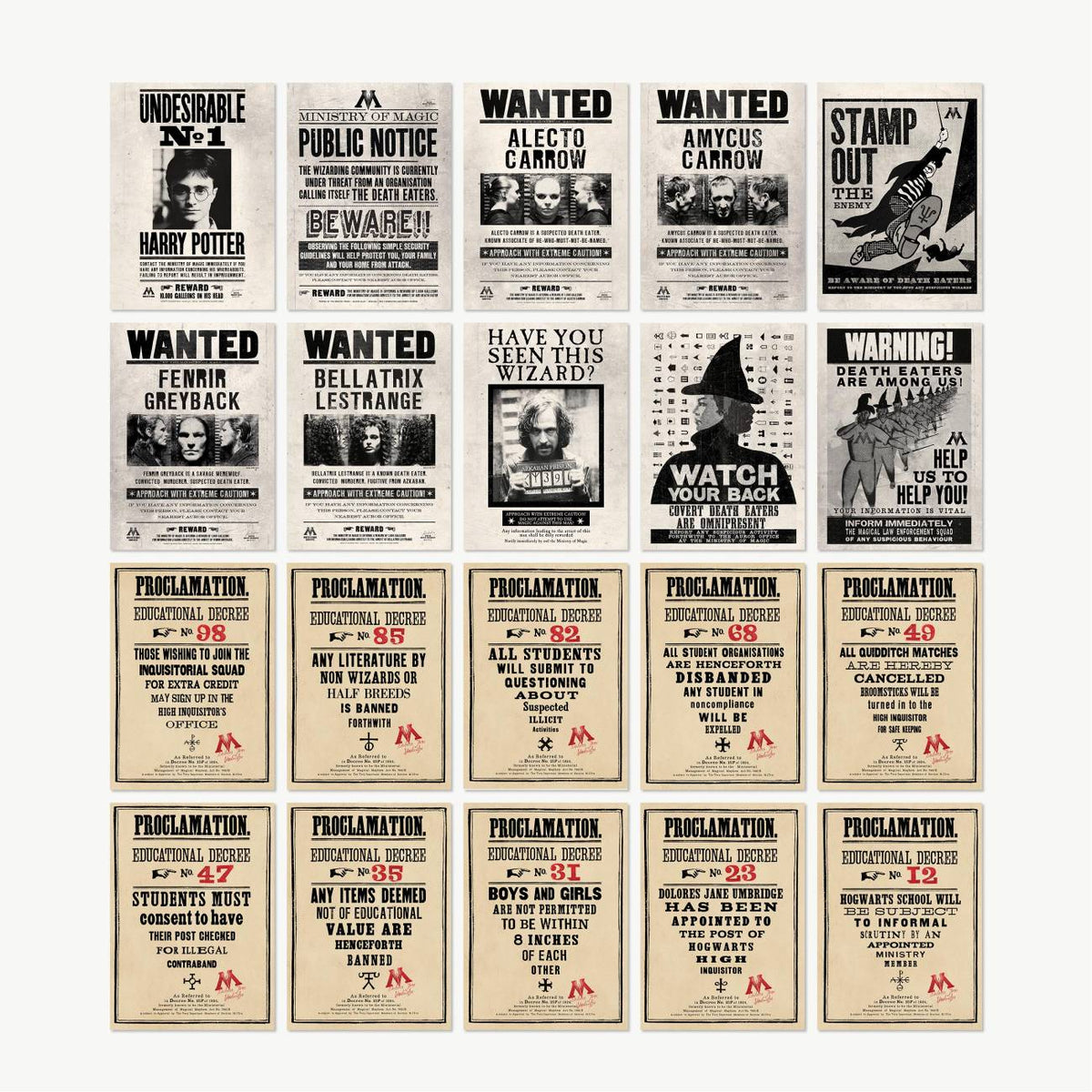 HPC07 - HARRY POTTER - MINISTRY OF MAGIC: PROCLAMATIONS AND WANTED POSTERS - POSTCARD - Immagine 2