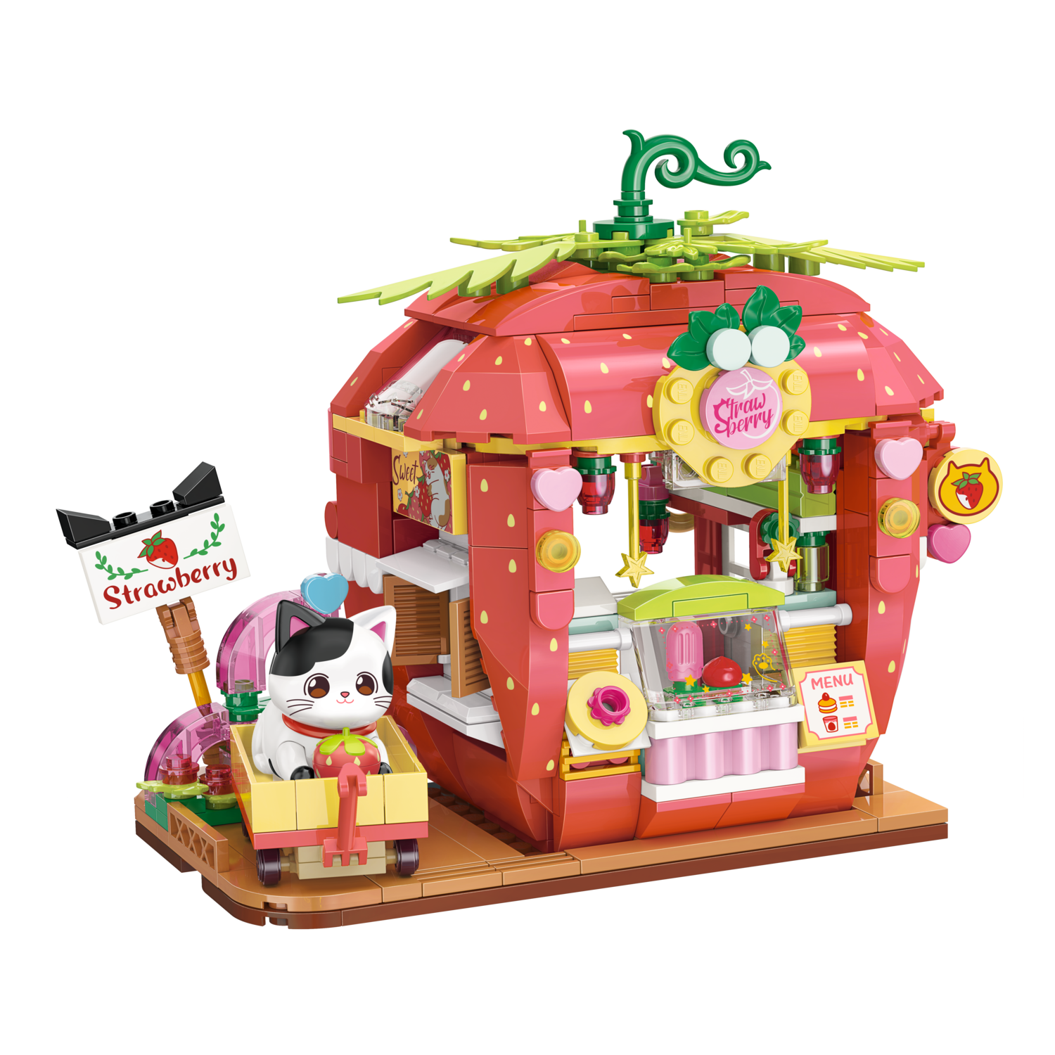 KP28022 - LOVELY STREET - TUXEDO CAT STRAWBERRY HOUSE - Immagine 2
