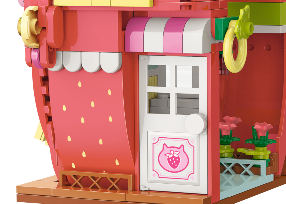 KP28022 - LOVELY STREET - TUXEDO CAT STRAWBERRY HOUSE - Immagine 3