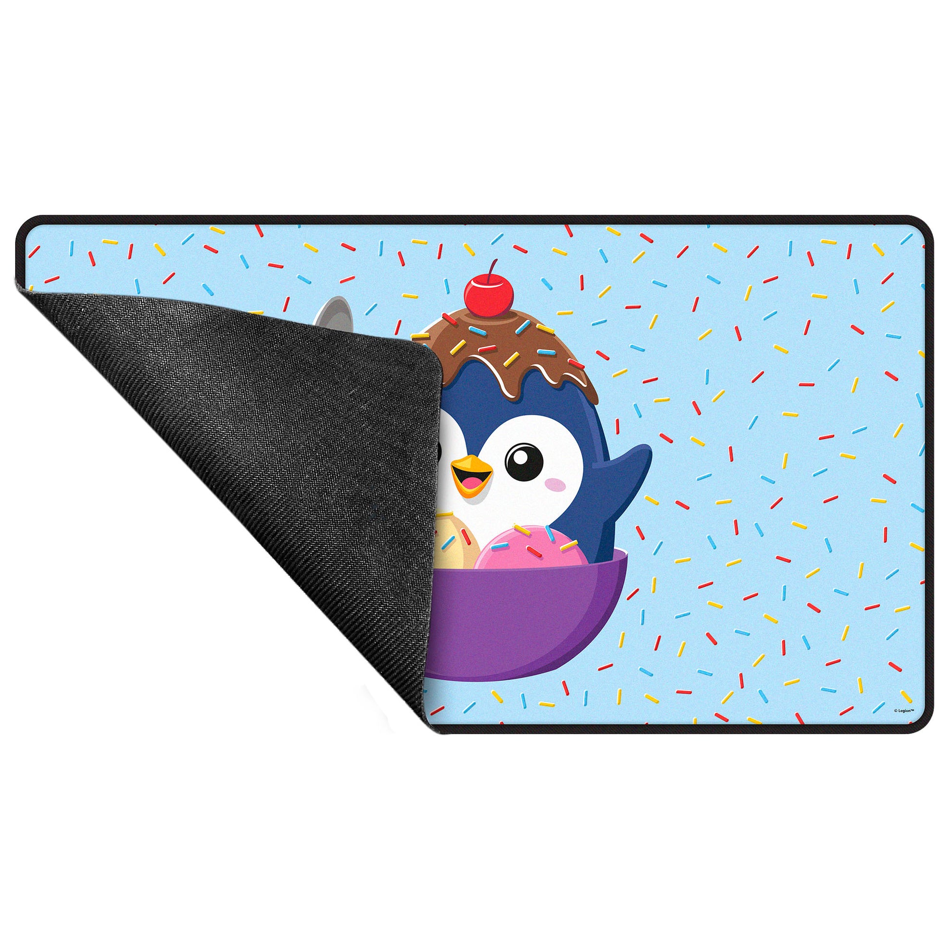 LE16991 - BLACK STITCHED PLAYMAT - ICE CREAM PENGUIN - Immagine 2