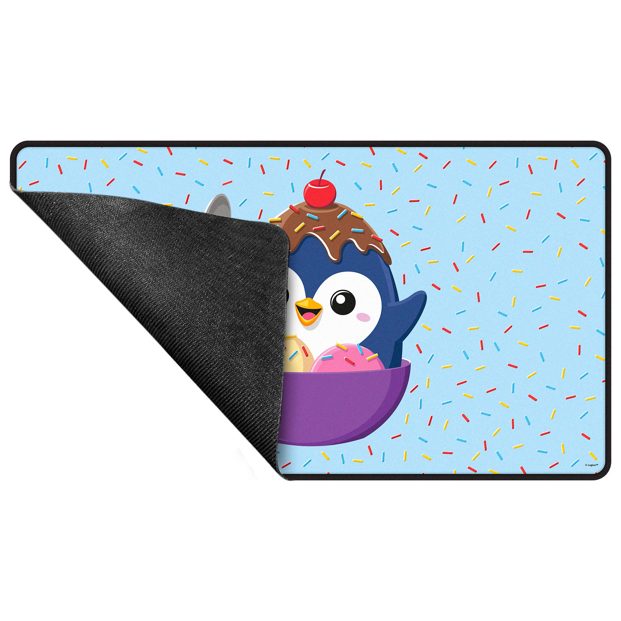 LE16991 - BLACK STITCHED PLAYMAT - ICE CREAM PENGUIN - Immagine 2