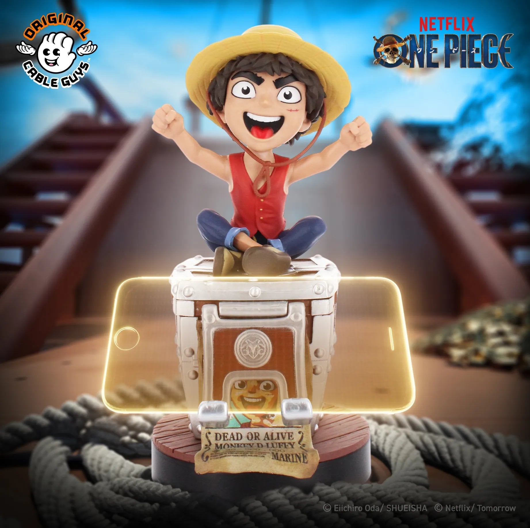 NETFLIX: ONE PIECE - CABLE GUYS FIGURE - HOLDEM - CHARGING HOLDER - LUFFY WANTED POSTER - Immagine 4