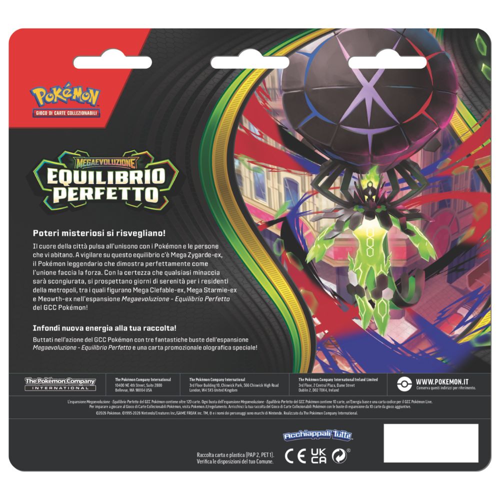 PK10375-I - POKEMON M3 3 PACK BLISTER DELL'ESPANSIONE MEGAEVOLUZIONE EQUILIBRIO PERFETTO (IT) - Immagine 2