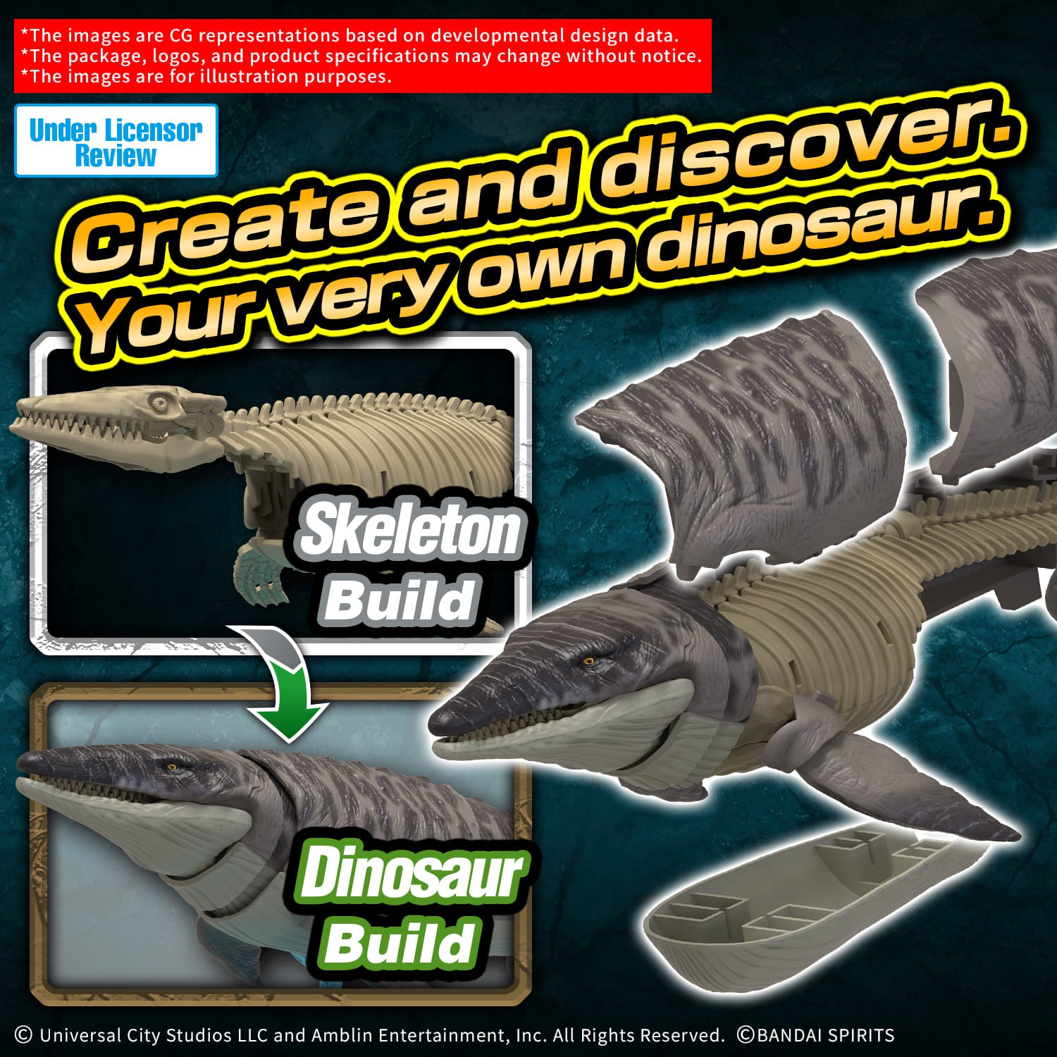 MK68826 - NBC UNIVERSAL - PLANNOSAURUS JURASSIC WORLD MOSASAURUS - MODEL KIT - Immagine 3