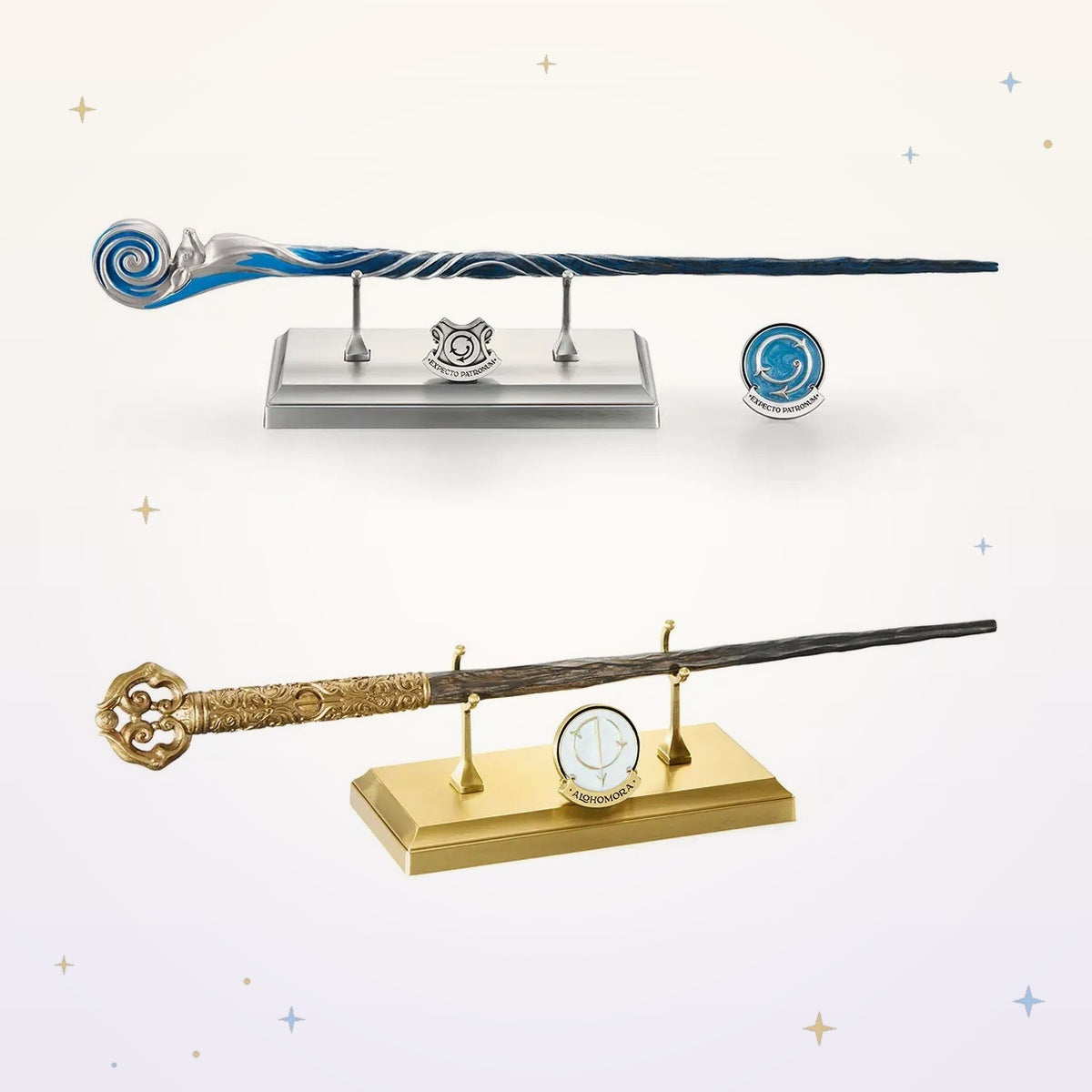 Set 2 Bacchette Harry Potter - Patronus e Alohomora - Noble Collection