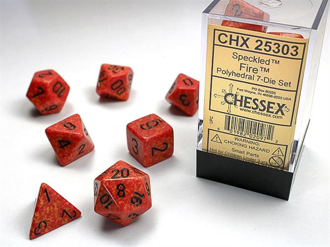 CHX 25303 - SET 7 DADI POLIEDRICI PUNTINATI - FIRE