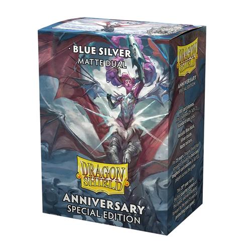 AT-15064 - 100 STANDARD SIZE MATTE DUAL SLEEVES - SPECIAL EDITION - COBALT/SILVER