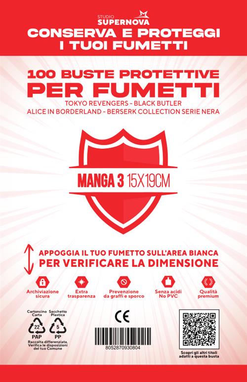 STUDIO SUPERNOVA - 100 BUSTE PROTETTIVE MANGA 3 (15,0 X 19,0)