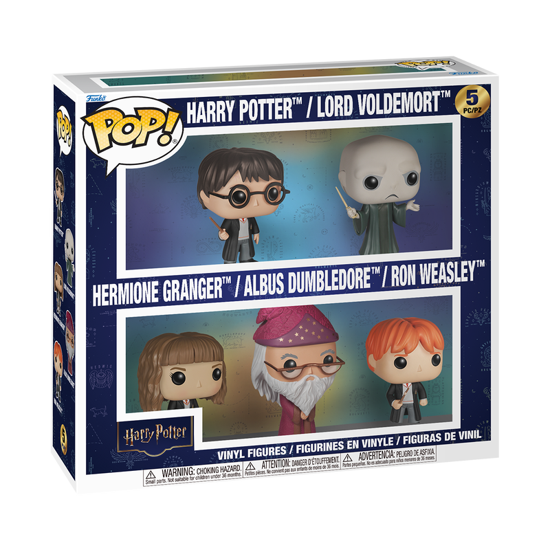 HARRY POTTER - POP FUNKO VINYL FIGURE 5-PACK - HARRY / VOLDEMORT / HERMIONE / DUMBLEDORE / RON 9CM