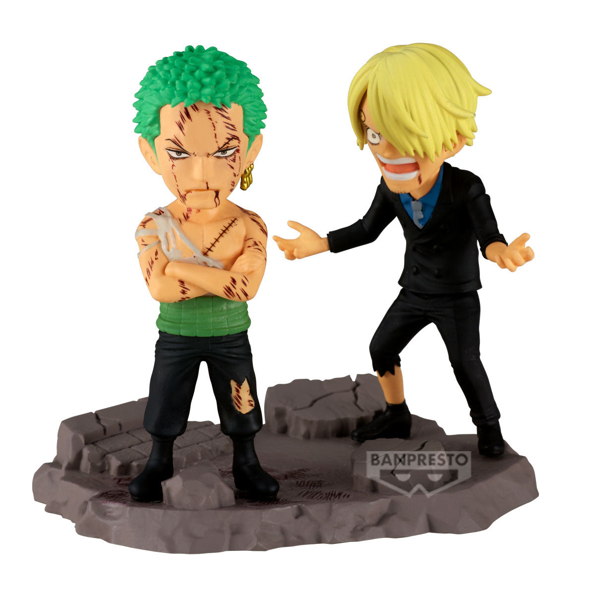 29523 - ONE PIECE - WORLD COLLECTABLE FIGURE - LOG STORIES - RORONOA ZORO & SANJI - STATUA 8CM
