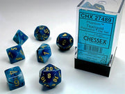 CHX 27489 - SET 7 DADI POLIEDRICI - PHANTOM TEAL W/GOLD