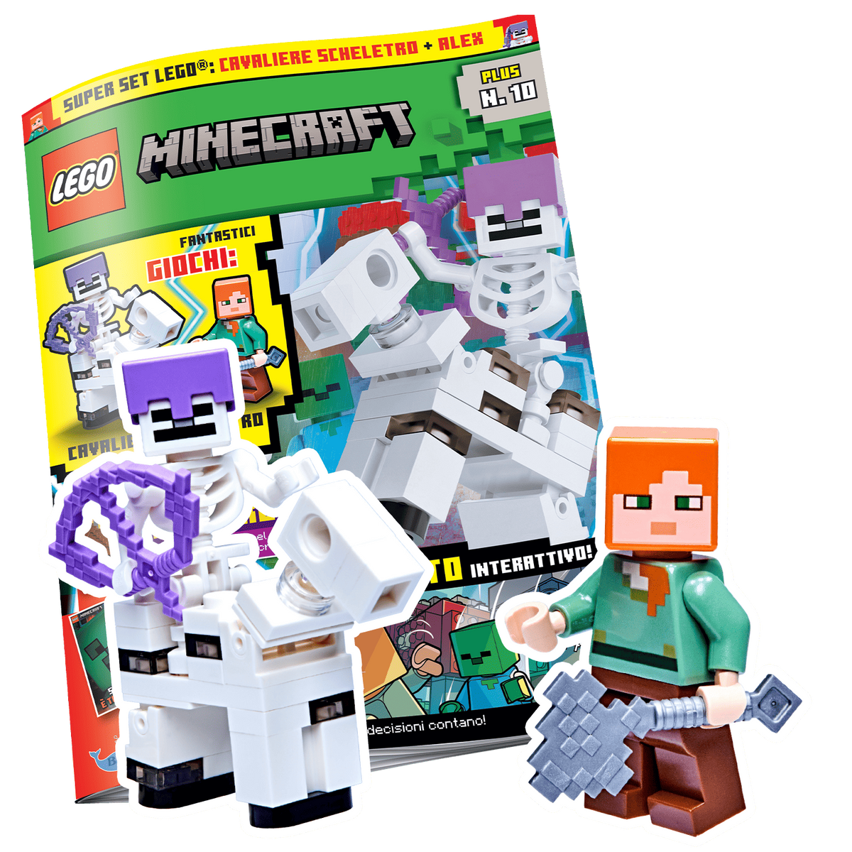 LEGO MINECRAFT PLUS N.10 - SET LEGO: CAVALIERE SCHELETRO + ALEX