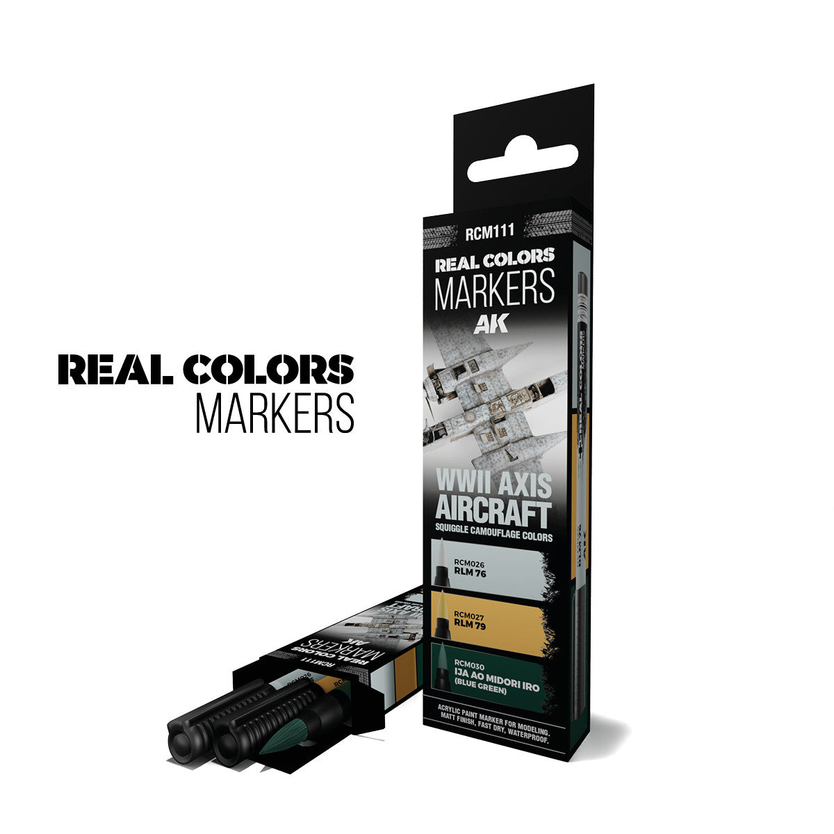 RCM111 - REAL COLORS MARKERS - WWII AXIS AIRCRAFT SQUIGGLE CAMOUFLAGE COLORS - SET DA 3 COLORI