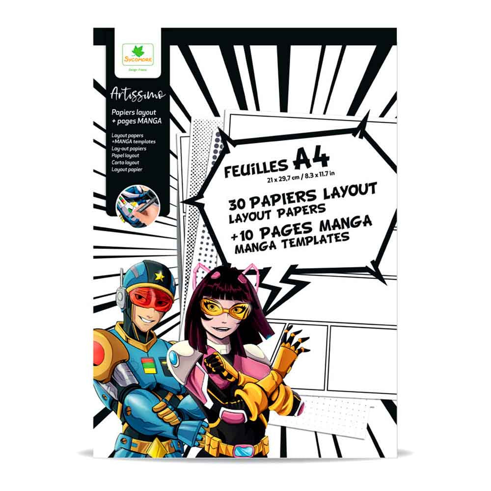 SYCOMORE - BLOCCO DI FOGLI A4 CON GRIGLIA PER DISEGNARE E TEXTURE