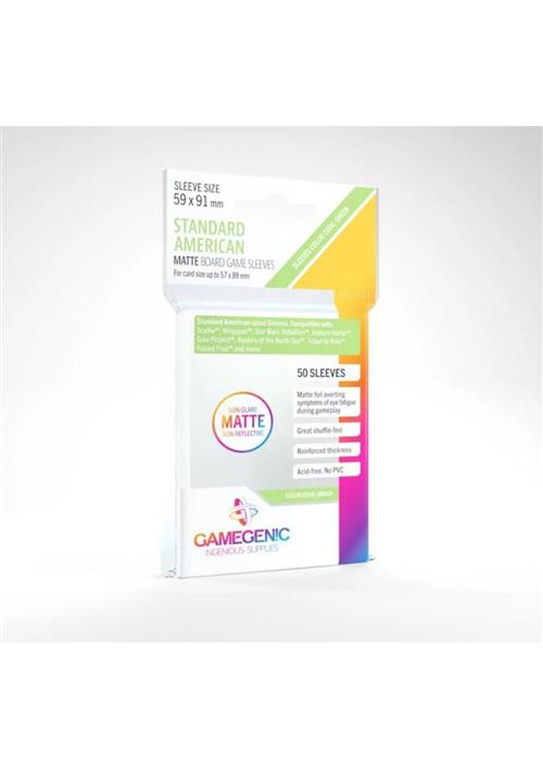 GGS10066ML - 50 STANDARD AMERICAN SIZE BOARD GAME MATTE SLEEVES 59 X 91MM