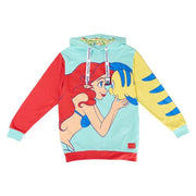 DISNEY - THE LITTLE MERMAID: 35TH ANNIVERSARY - FELPA CON CAPPUCCIO - ARIEL AND FLOUNDER 2XL