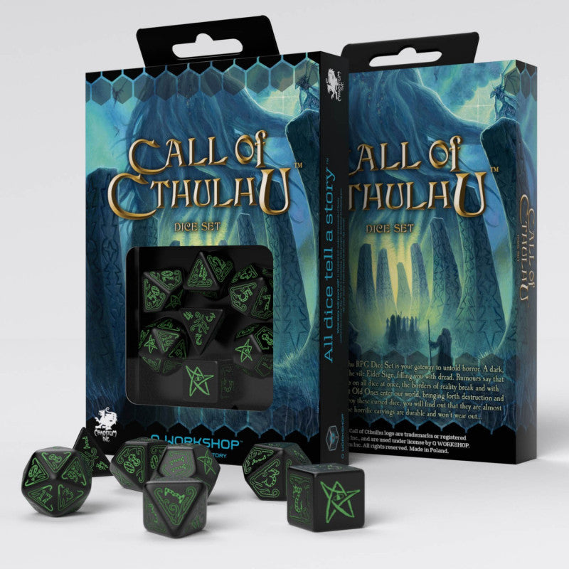SCTH02 - SET 7 DADI - CALL OF CTHULHU NERO/VERDE