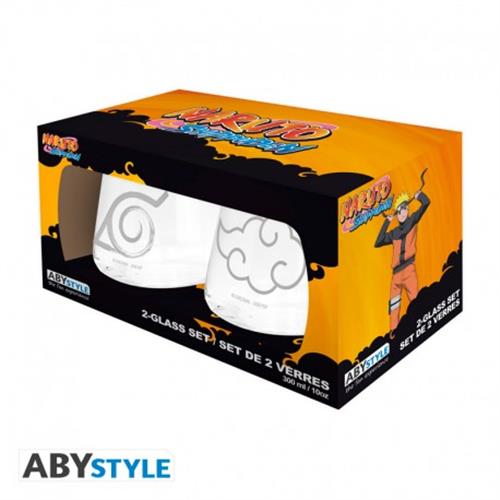 ABYVER288 - NARUTO SHIPPUDEN - SET DI 2 BICCHIERI - KONOHA & AKATSUKI
