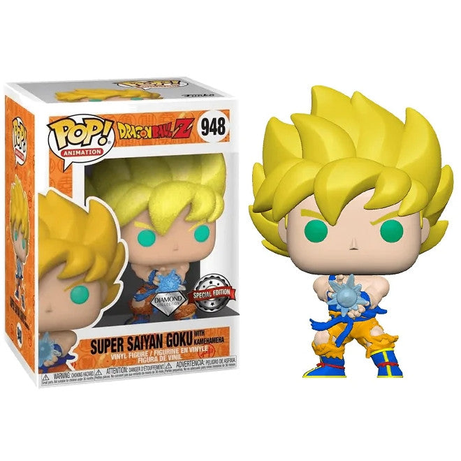 DRAGON BALL Z - POP FUNKO VINYL FIGURE 948 SS GOKU W/ KAMEHAMEHA WAVE (DGLT) 9CM