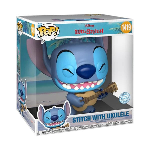 DISNEY: LILO & STITCH - POP FUNKO JUMBO VINYL FIGURE - STITCH W/UKULELE