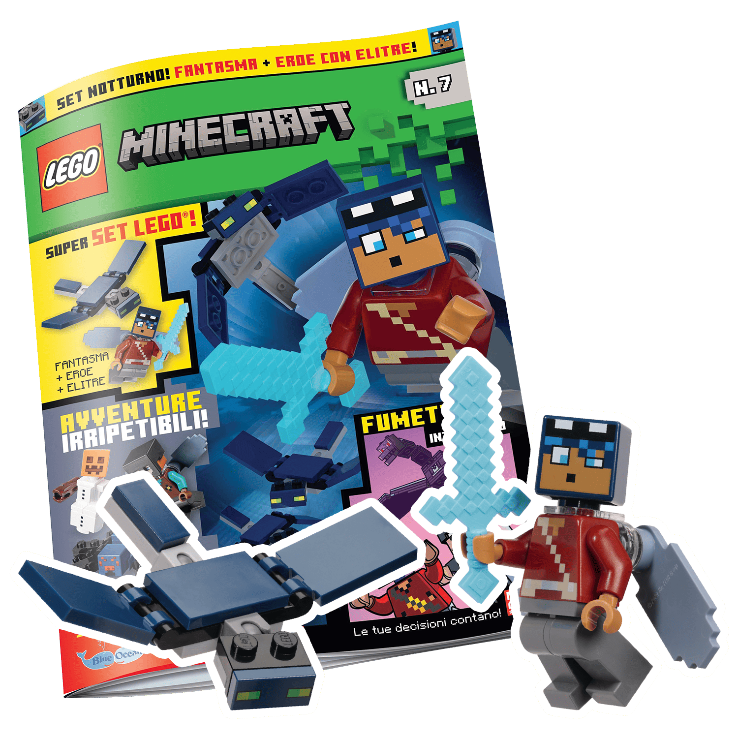 LEGO MINECRAFT N.7 - GIOCO LEGO: FANTASMA + EROE + ELITRE