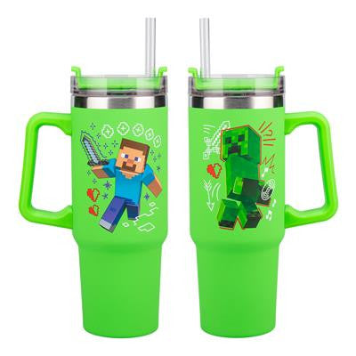 PP14600MCF - MINECRAFT - GREEN 900ML INSULATED CUP AND STRAW