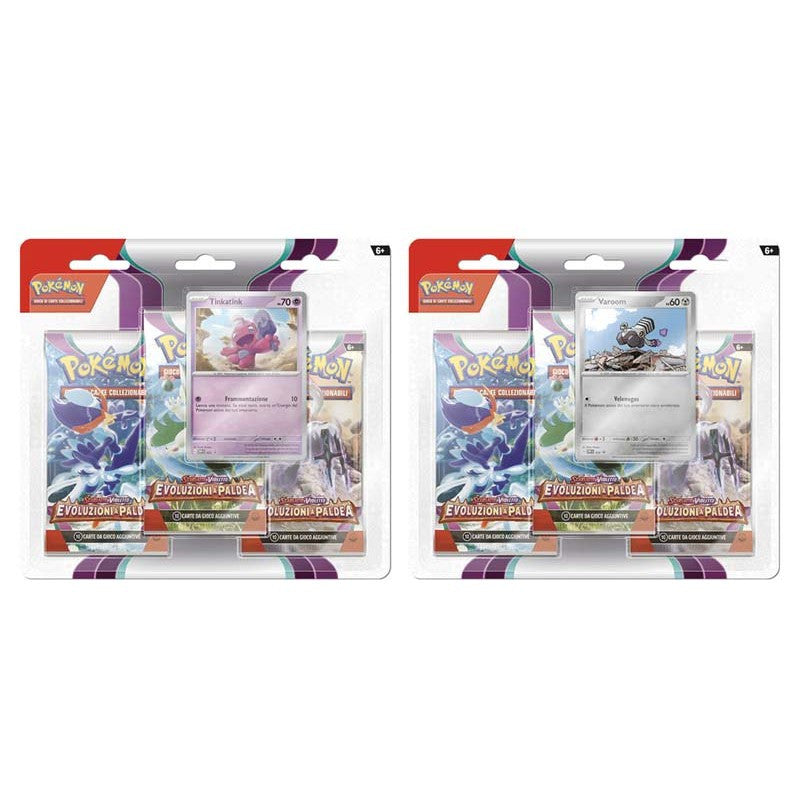 POKEMON - 3 PACK BLISTER + 1 CARTA - SCARLATTO E VIOLETTO - EVOLUZIONI A PALDEA