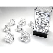 CHX 23071 - SET 7 DADI POLIEDRICI - CLEAR/WHITE